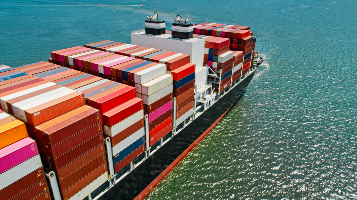 A shipping container on the ocean