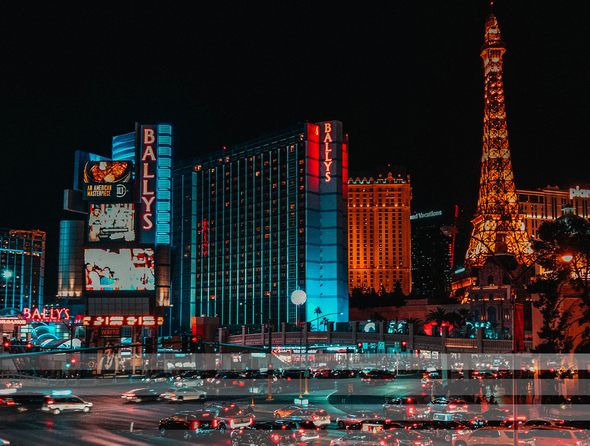 View of Las Vegas at night.