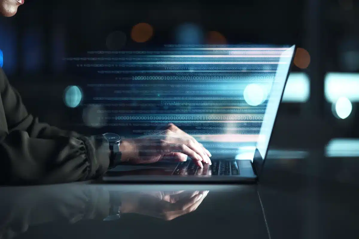 Contract lifecycle management software on laptop